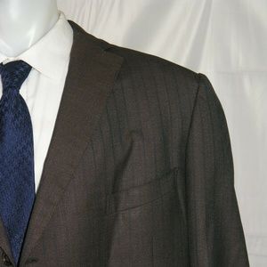 Ermenegildo Zegna Su Misura Traveller Microsphere Brown Stripe Suit Jacket 52R
